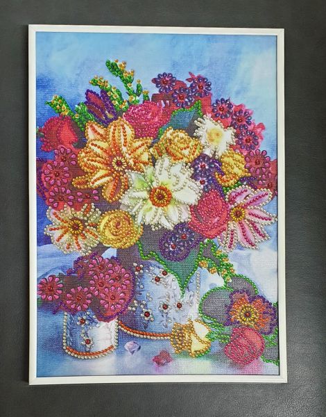 Deko Diamond Painting Bild mit Blumen (fertig)