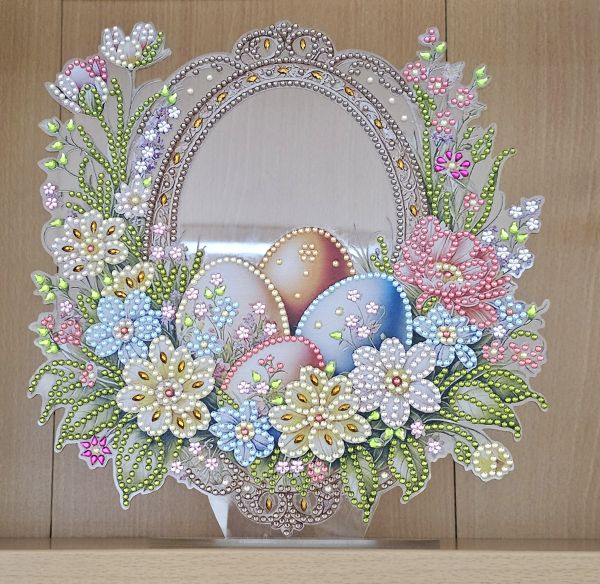 Deko Diamond Painting handmade Ornament, Motiv Ostern (fertig)