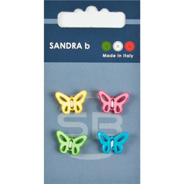 Sandra Kinderknöpfe Steppstich Card 143 Ø 15mm 4 St. pro Karte Schmetterling