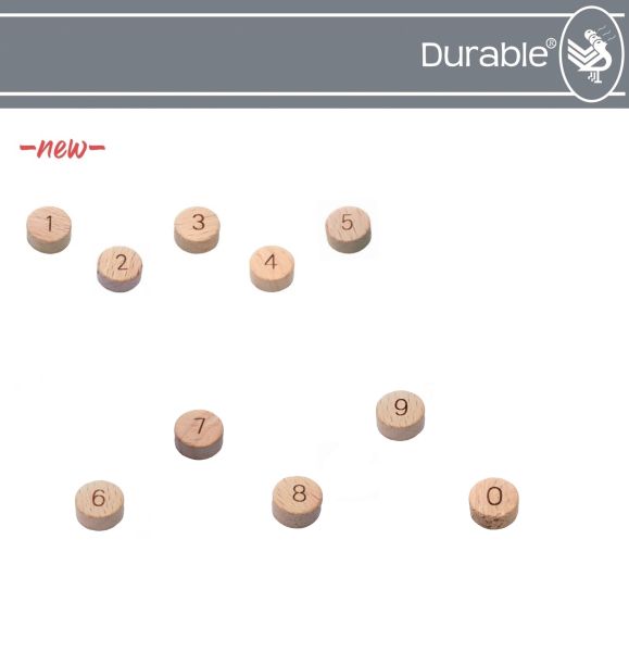 Durable Zahlen aus Holz / Ø ca. 14mm / 1-Stück-Packung