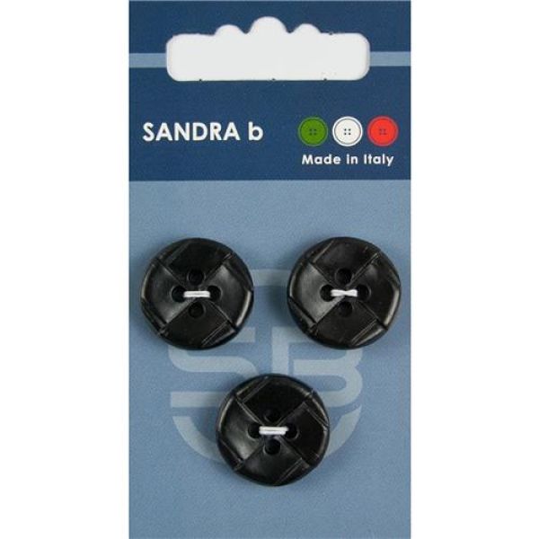 Sandra Gesteppte Lederknöpfe Card 170 Ø 19mm 3 St. pro Karte schwarz