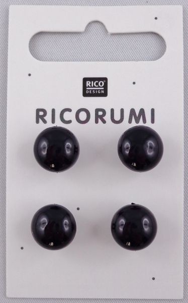 Ricorumi 4 Knopfaugen Braun-schwarz 11 mm