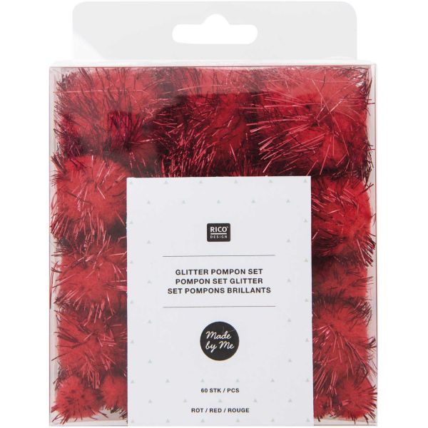 Rico Pompon Set Rot Glitter (No. 08758.00.23)