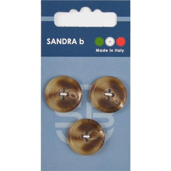 Sandra Blended Blazer-Knöpfe Card 131 Ø 20mm 3 St. pro Karte beige-braun