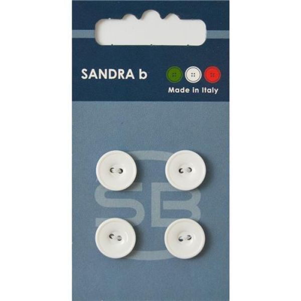 Sandra Einfarbige Knöpfe Card 017 Ø 13mm 4 St. pro Karte weiß