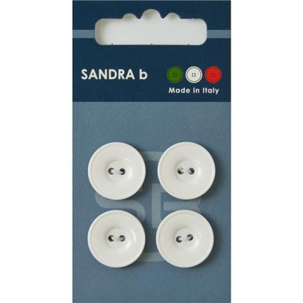 Sandra Einfarbige Knöpfe Card 019 Ø 18mm 4 St. pro Karte weiß