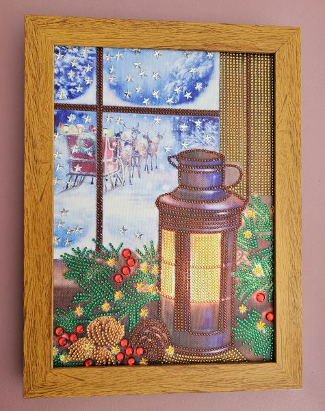 Deko Diamond Painting Bild (fertig) mit Weihnachtsmotiv, handmade