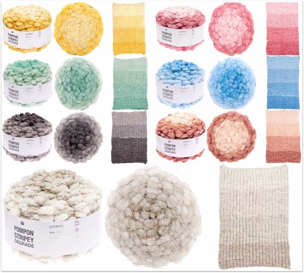 Rico Pompon Stripey Dégradé, 400g Großknäuel