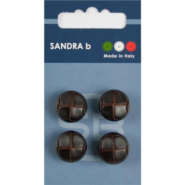 Sandra Gesteppte Lederknöpfe Card 094 Ø 15mm 4 St. pro Karte dunkel-braun