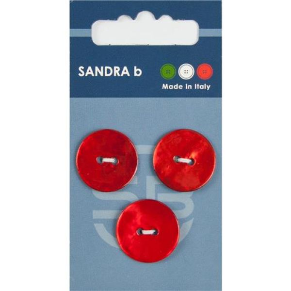 Sandra Perlmuttknöpfe Card 054 Ø 20mm 3 St. pro Karte rot