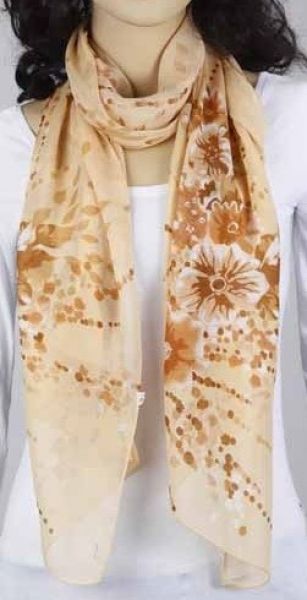 Schal - beige mit Blumen 343-11