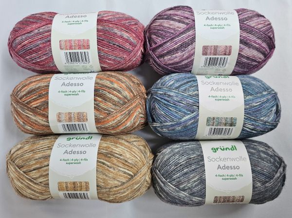 Gründl Sockenwolle Adesso 4-fach, 6x 100g Sockenwoll-Paket