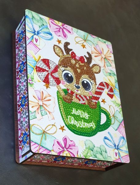 Diamond Painting Weihnachts-Geschenk-Box (fertig) aus Holz, handmade