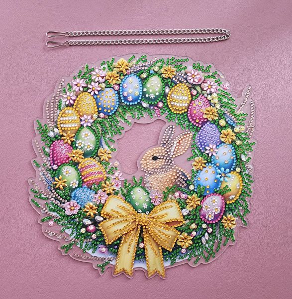 Deko Diamond Painting handmade Ornament zum Aufhängen, Ostern (fertig)