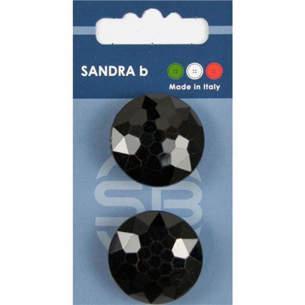 Sandra Glitzerknöpfe Steppstich Card 164 Ø 28mm 2 St. pro Karte schwarz