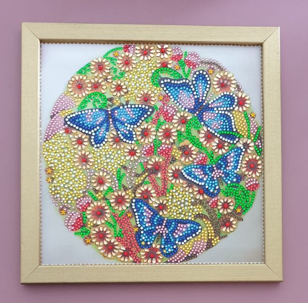 Deko Diamond Painting Bild mit Schmetterlingen (fertig)